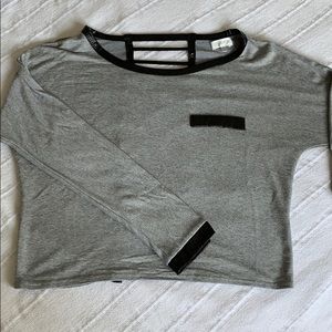 Grey Long Sleeve Cutout Top